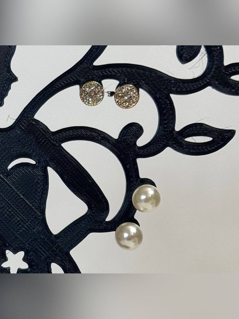 Pearl Drop & Crystal Stud Earrings Classic Elegant Duo - Picture 2 of 2